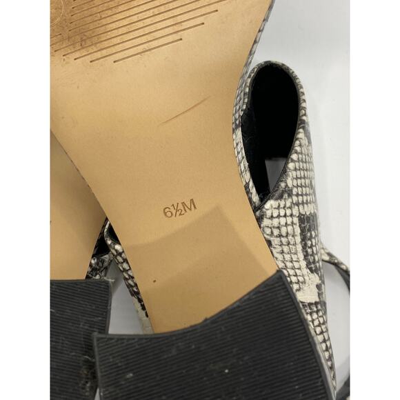 CALVIN KLEIN Women's Black-White Qeelin Snake Square-Toe Heeled Sandals SZ 6.5 - Picture 11 of 13